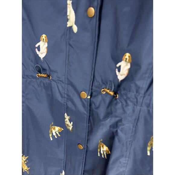 NWT Galleria Blue Animals Zip & Snap Hood Drawstring Rain Coat #0939 Size XS - Picture 2 of 6